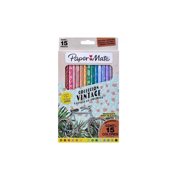 LAPIZ VINTAGE X15 COLORES PAPER MATE 