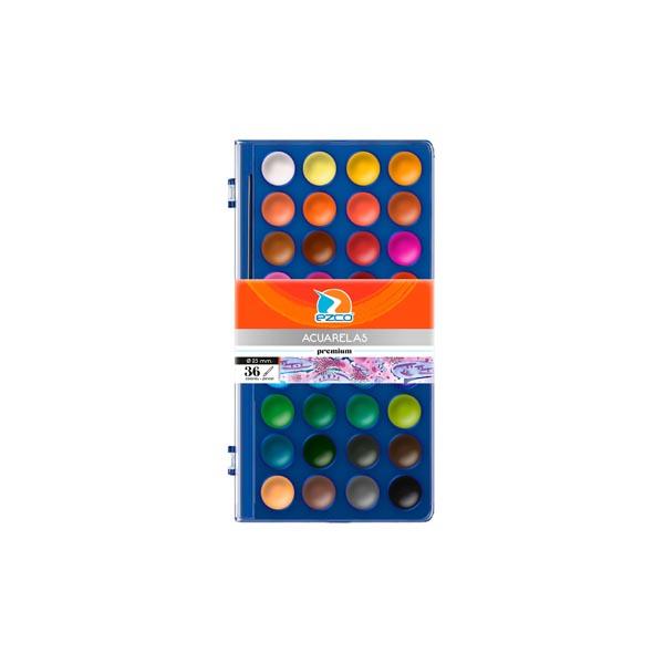 ACUARELA EZCO X 36 COLORES ESTUCHE + PINCEL (404200-36)