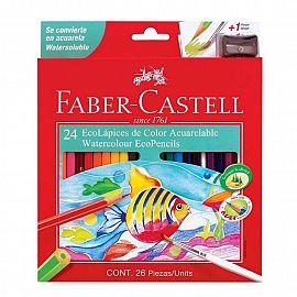 LAPIZ COLOR FABER CASTELL ACUARELABLES ECOLAPIZ X24U. LARGO (7338)