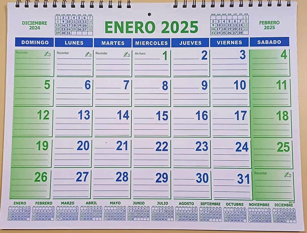 CALENDARIO MENSUAL (AG-3 ) 22X18