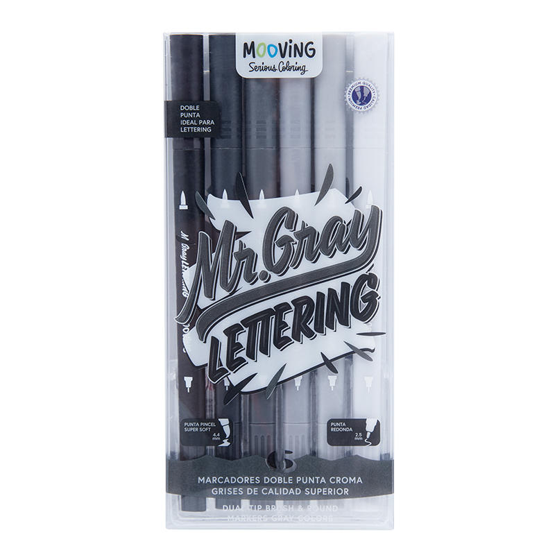 Marcadores Mooving Doble Punta Mr. Gray Lettering x 6