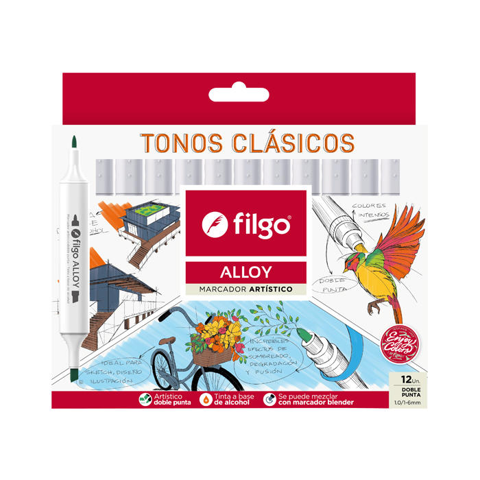 MARCADOR  ALLOY TONOS CLASICOS X12 FILGO