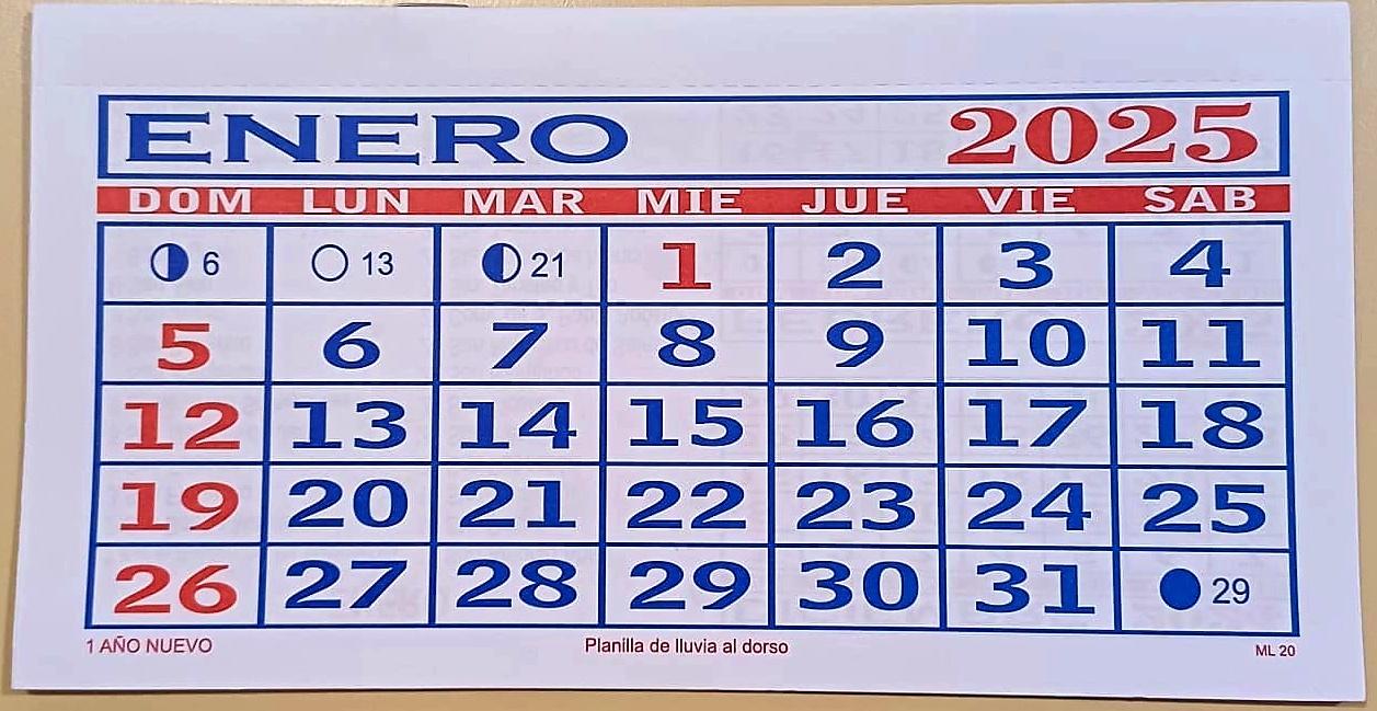 CALENDARIO MENSUAL  (ML-20) 20x11 2025 