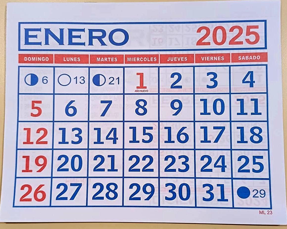 CALENDARIO MENSUAL ( ML-23 )  22X18  2025