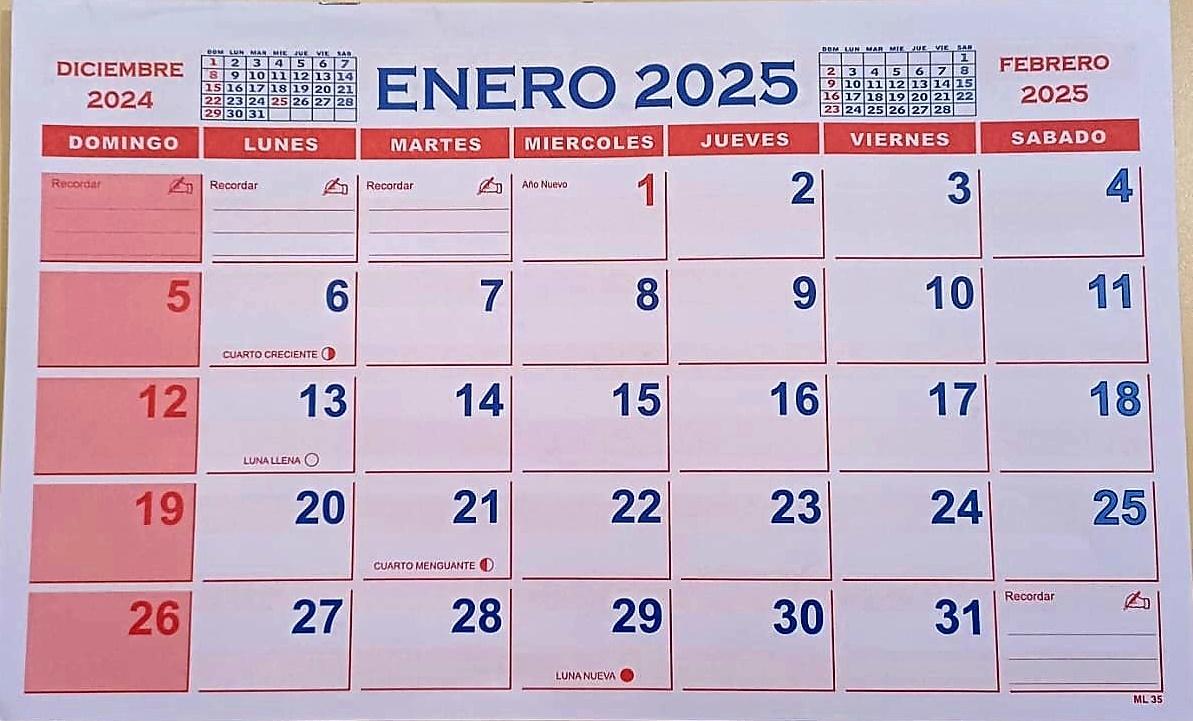 CALENDARIO MENSUAL ( ML-35)   35X22  2025