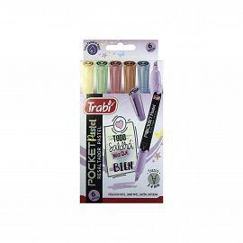 RESALTADOR POKET  X6 COLORES PASTEL TRABI 