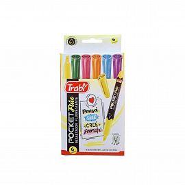 RESALTADOR POCKET FLUO X6 COLORES  TRABI 