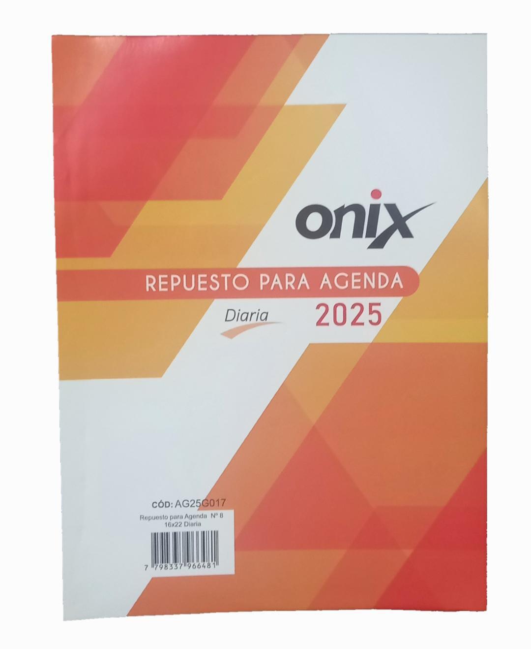 REPUESTO AGENDA Nº8 DIARIA ONIX 2025 