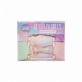 Pastel Glitter Binder Clips x 4 - Código 2020305