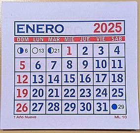 CALENDARIO MENSUAL  (ML-10 )  8.5X8.5  2025 